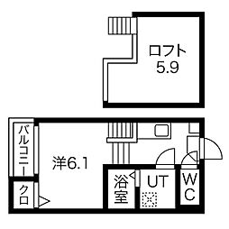 アーバンコート堀田 1階1SKの間取り