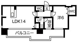 名古屋市営東山線 栄駅 徒歩10分の賃貸マンション 15階1LDKの間取り