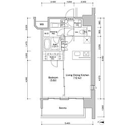 名古屋市営東山線 新栄町駅 徒歩10分の賃貸マンション 5階1LDKの間取り
