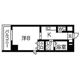 BERG IZUMI 9階1Kの間取り