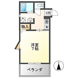 DWELL GOKENYA 1階1Kの間取り