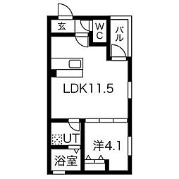 DEVELD八代 2階1LDKの間取り