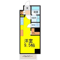 L’Allure 6階ワンルームの間取り