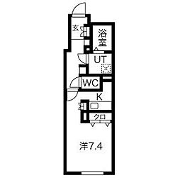 CREST TAPP大曽根 5階1Kの間取り