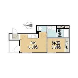 ホワイトベースII 1階1DKの間取り