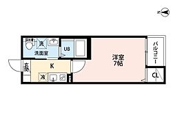 CRASTINE東味鋺3丁目 2階1Kの間取り