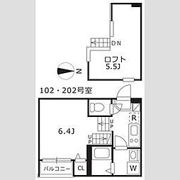 ハーモニーテラス水切町 1階1Kの間取り