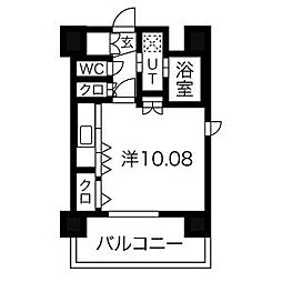名鉄瀬戸線 森下駅 徒歩5分の賃貸マンション 12階1Kの間取り