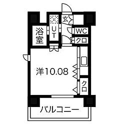 名鉄瀬戸線 森下駅 徒歩5分の賃貸マンション 12階1Kの間取り