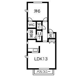 メゾン下方 1LDKの間取図画像