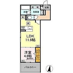 セレスティア苗代 1LDKの間取図画像