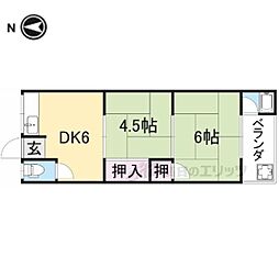 杉の荘 2Kの間取図画像