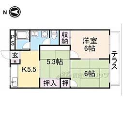 中津ハイツＣ 2階3DKの間取り