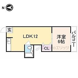 南生駒ハイツ 3階1LDKの間取り