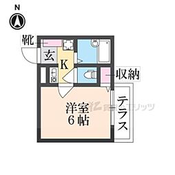 ラポールIII 1階1Kの間取り