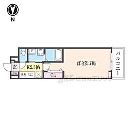 ヒカルサ奈良大森西サウス 1Kの間取図画像