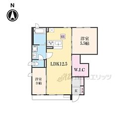 パル・クレセオI 1階2LDKの間取り