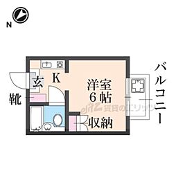 ルミエール平城山 1Kの間取図画像