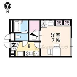 近鉄橿原線 田原本駅 徒歩19分の賃貸アパート 2階1Kの間取り