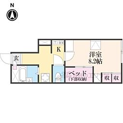 レオパレスＬＹＯＮ 1階1Kの間取り