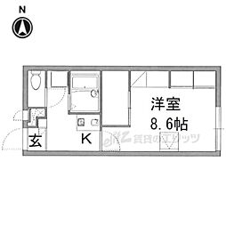JR関西本線 奈良駅 徒歩17分の賃貸アパート 1階1Kの間取り