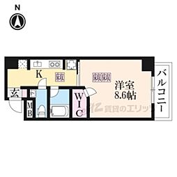 近鉄奈良線 新大宮駅 徒歩5分の賃貸マンション 5階1Kの間取り