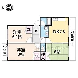 グレイス新大宮 2階3DKの間取り