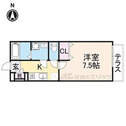 ベルコリーヌ冠山 2階1Kの間取り