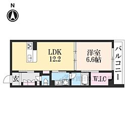 シャーメゾン北市 2階1LDKの間取り