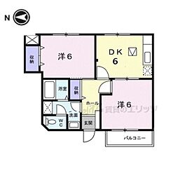 カーサベルデ1 2DKの間取図画像