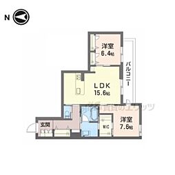 シャトードール リュミエール 2LDKの間取図画像