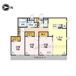 グランエステート奈良 3LDKの間取図画像