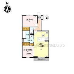メゾンドピノ 2LDKの間取図画像
