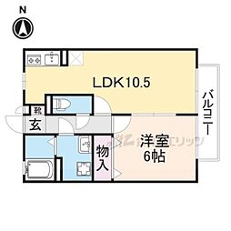 コンフォート・中谷 1LDKの間取図画像
