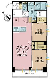 マンション小石川 2LDKの間取図画像