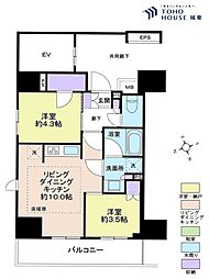 ネベル浅草橋 2LDKの間取り