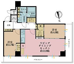 ライオンズステーションプラザ半蔵門 2LDKの間取図画像