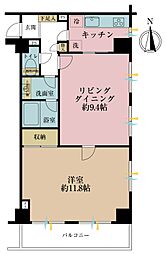 ヴィラージュ武蔵野 1LDKの間取図画像