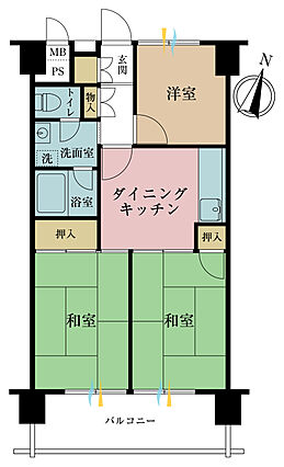 2LDK、専有...