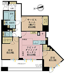 シティデュオタワー川口 2SLDKの間取図画像