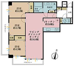 ライオンズシティ川口 3LDKの間取図画像