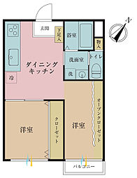 パークハイツ築地 2DKの間取図画像