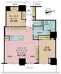 WコンフォートタワーズEAST 1SLDKの間取図画像