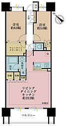 クレストシティレジデンス 2LDKの間取図画像