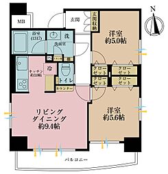 アリュージュ南千住 2LDKの間取図画像