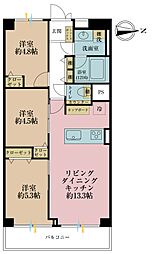 大島スカイハイツ 3LDKの間取図画像