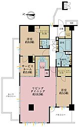 ザ・パークハウス東陽町翠賓閣 2SLDKの間取図画像