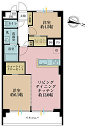 アイビハイツ三田 2LDKの間取図画像