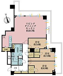WComfortTowersWEST 2LDKの間取図画像