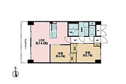 ライオンズマンション西蒲田 2LDKの間取図画像